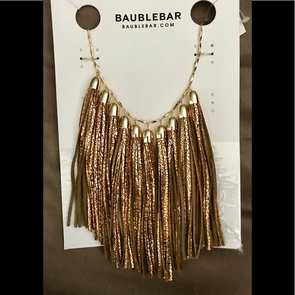 BaubleBar Jewelry - Long Leather Tassel Bib Necklace NWT new